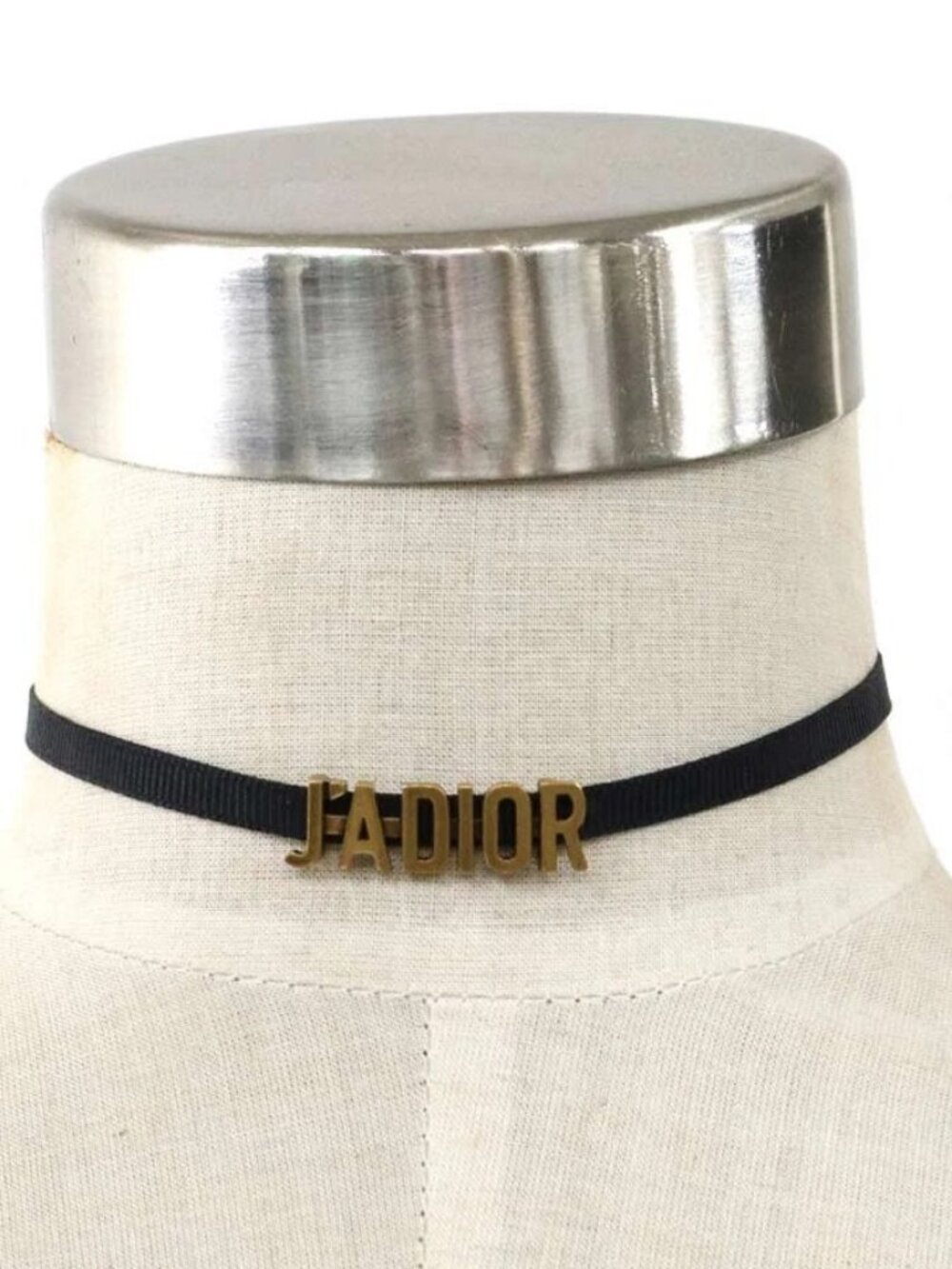 Christian Dior Choker Necklace Gold/Black Fabric/Metal